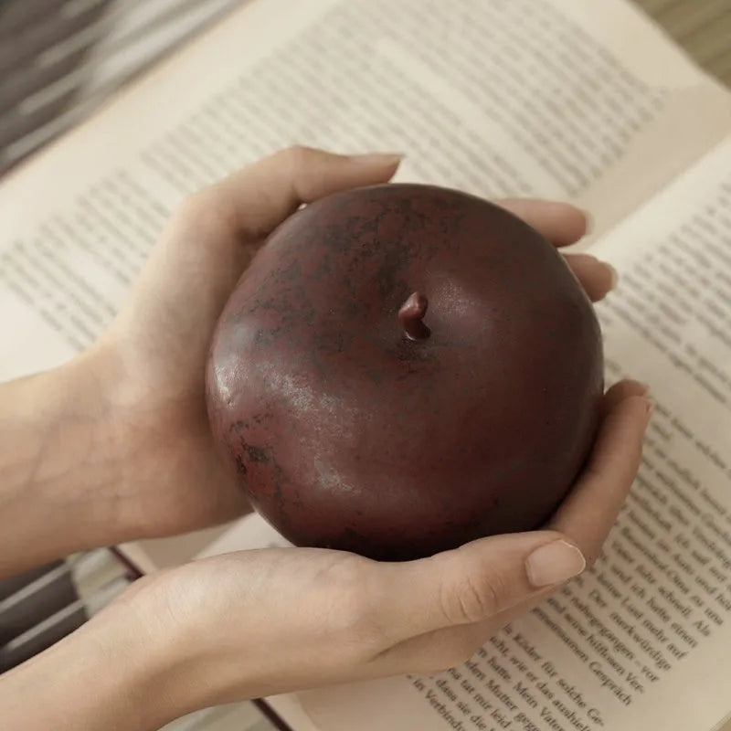Retro Chinese ceramic apple ornament desktop decoration in large or small size