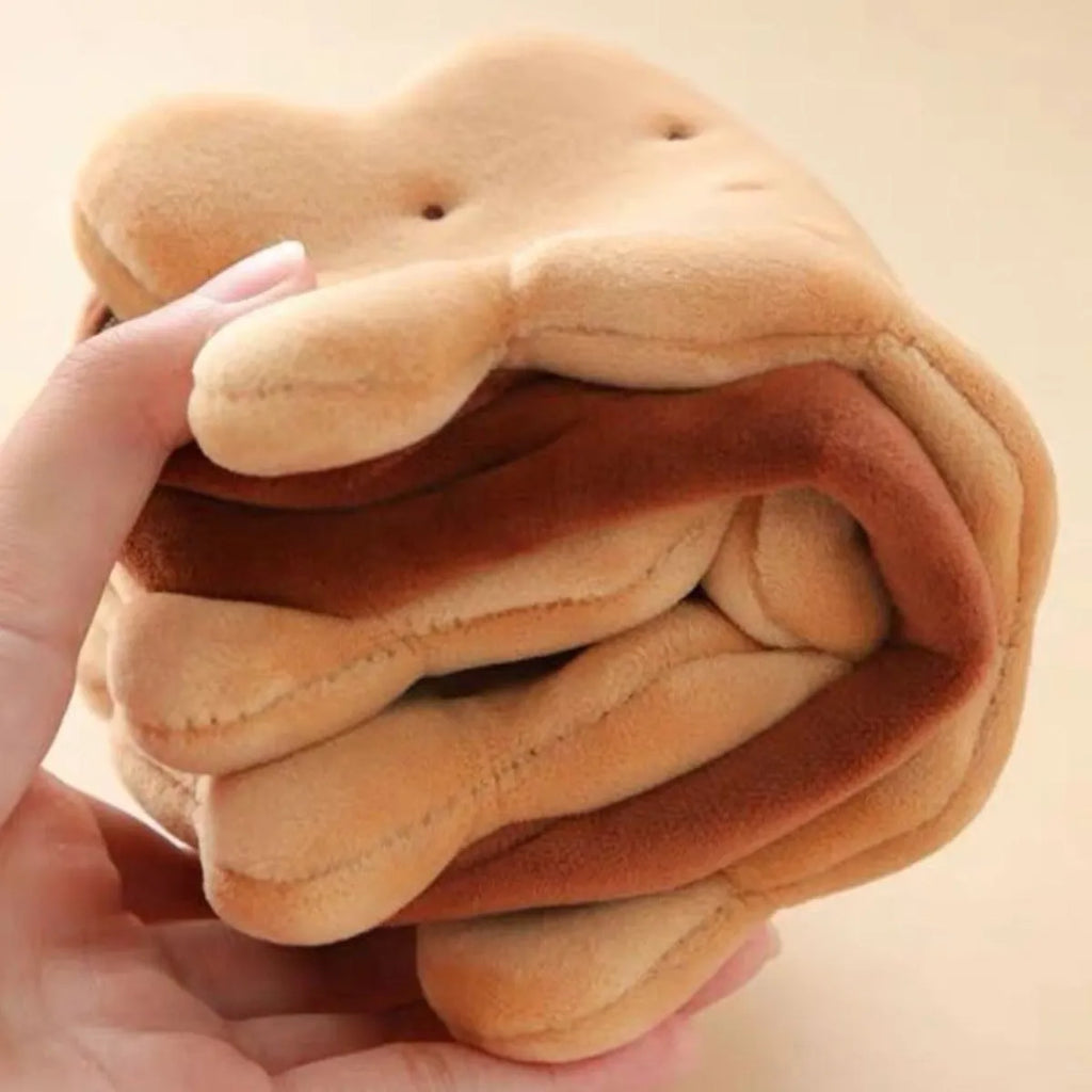 Plush sandwich biscuit pencil bag in cookie design, soft cartoon pencil case for stationery storage