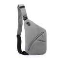 Men's Oxford cloth shoulder chest bag in black or grey with urban style and letter detailing