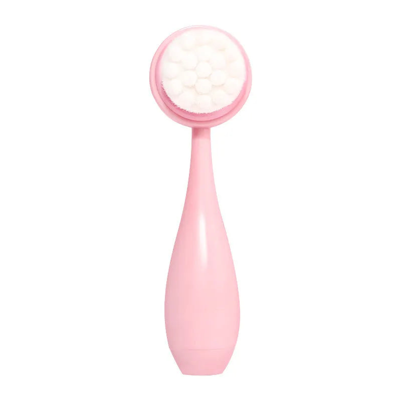 Three-piece facial brush set with coral fleece hair band, nylon brush, toothbrush, and face wash suits in multiple colours
