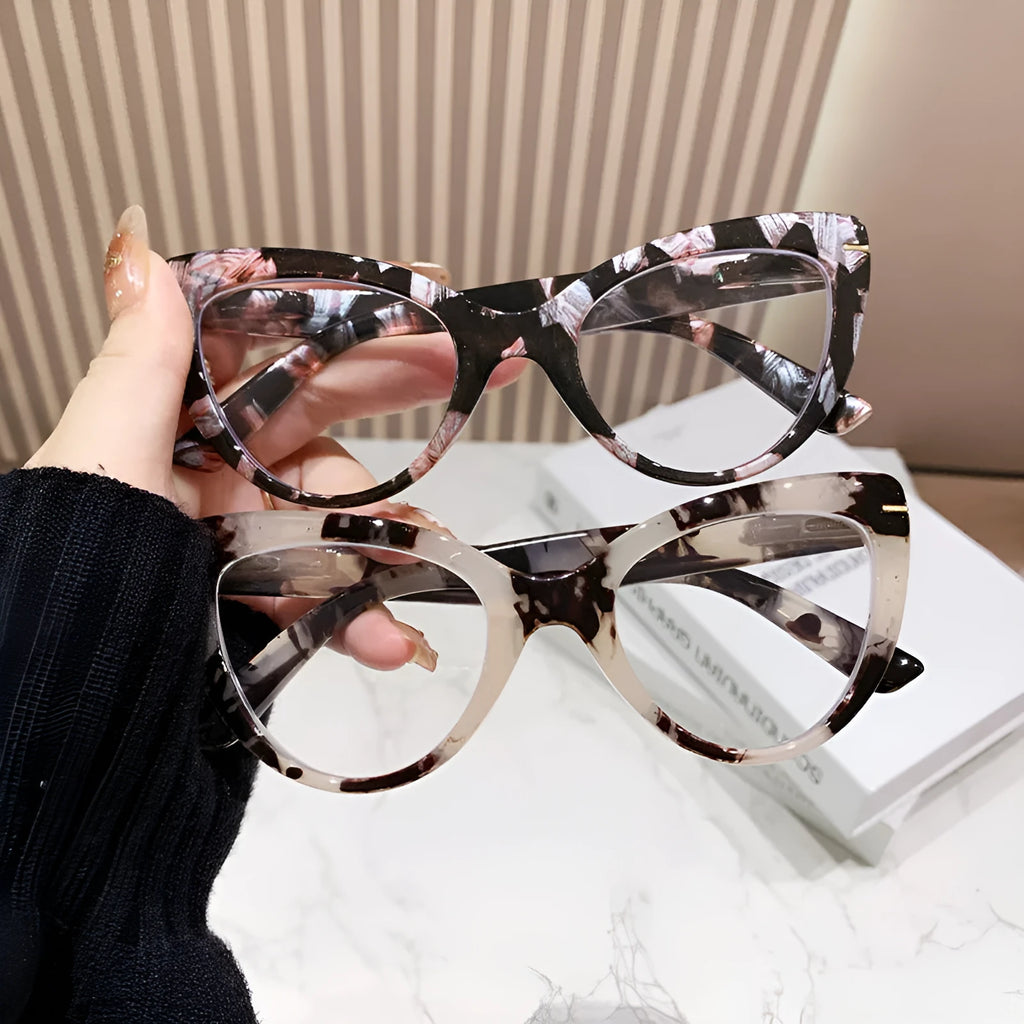 Women's large cat's eye frame presbyopic glasses with dragon and phoenix decorations