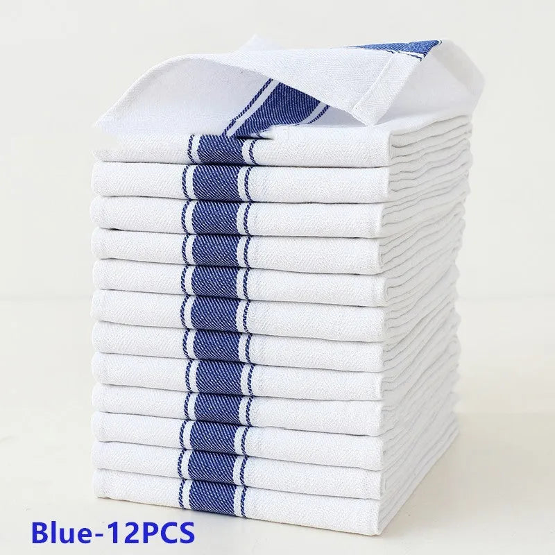 Polyester cotton blended kitchen dish towel with striped pattern measuring 48x70cm