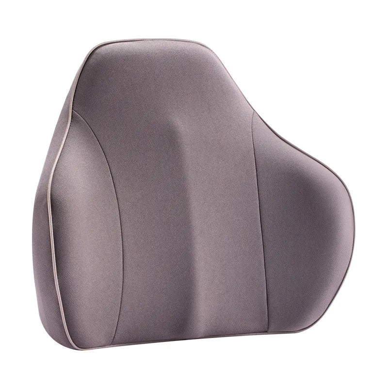 Memory foam car seat waist cushion in light grey, 36x43x15cm, with breathable 3D fabric cover