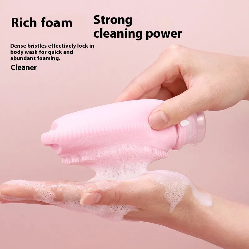Silicone bath brush storage bottle in eight colour options with 100ml capacity