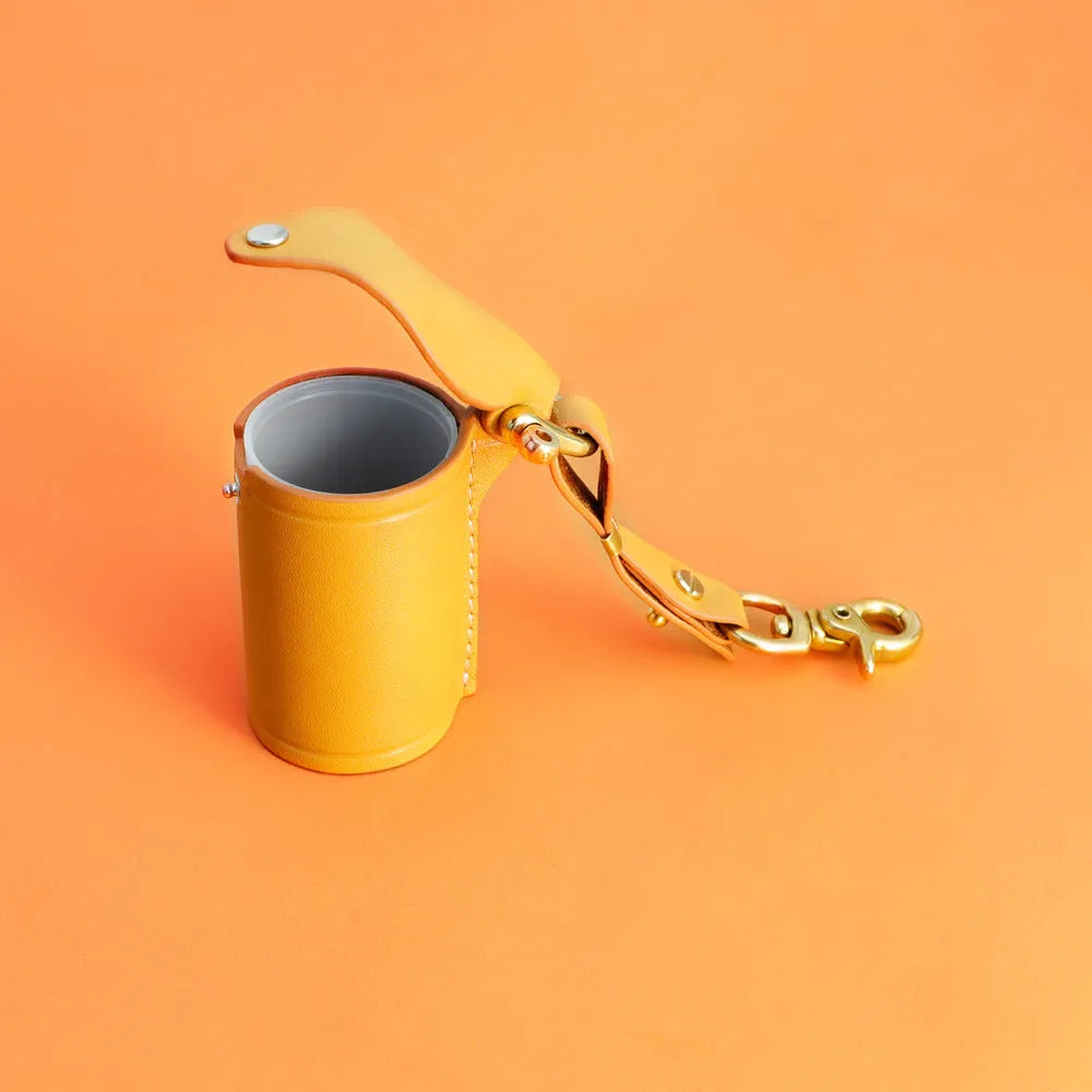 Yellow plastic custom photo keychain with film roll design featuring a personalised picture insert