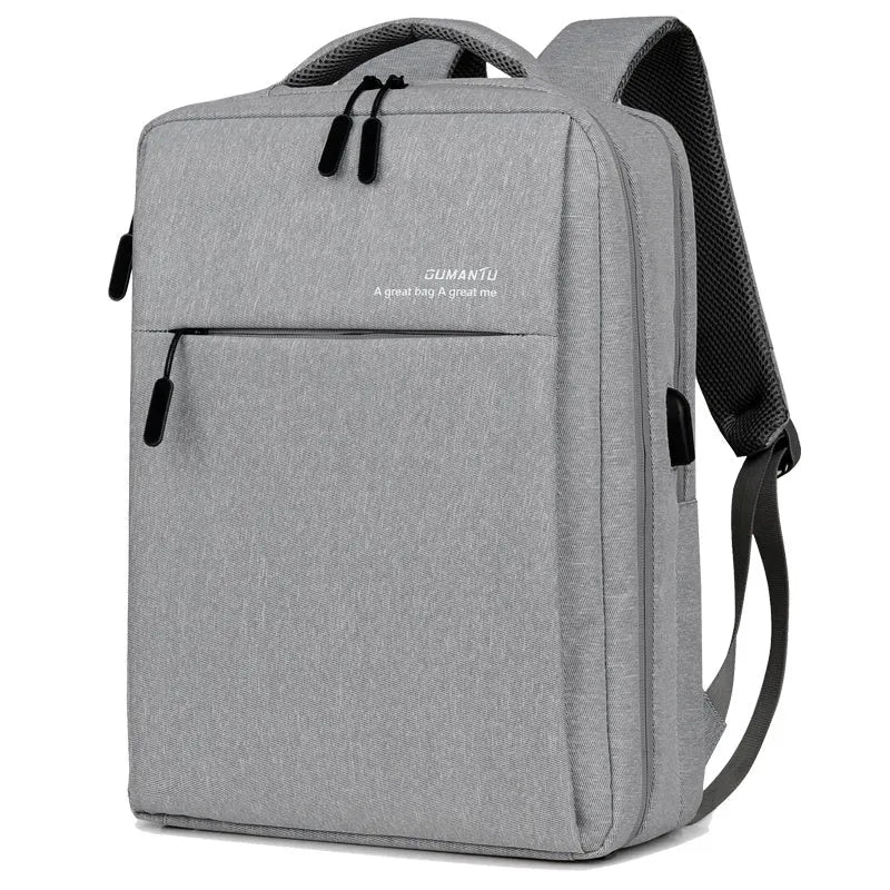 Waterproof shockproof rechargeable backpack laptop bag Oxford cloth shoulder carry black
