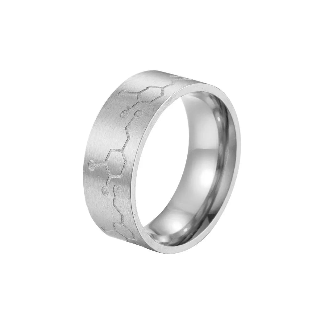 Stainless steel geometric dopamine ring in gold colour, size 9, style option A
