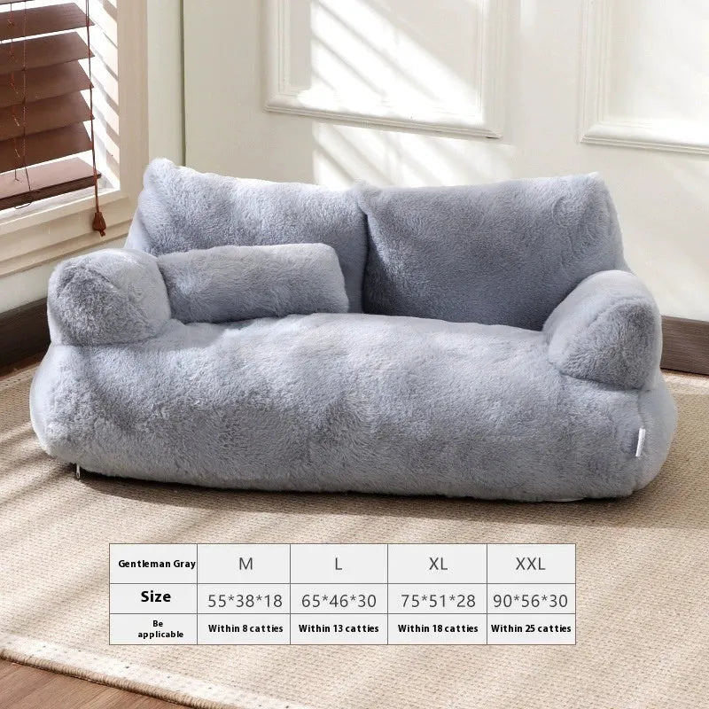 Flannel warm large cat sofa in beige with universal kennel design for pets