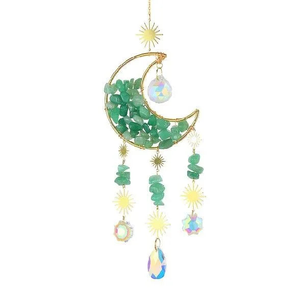 K9 crystal moon car pendant measuring 420mm long with 100mm diameter reflective element