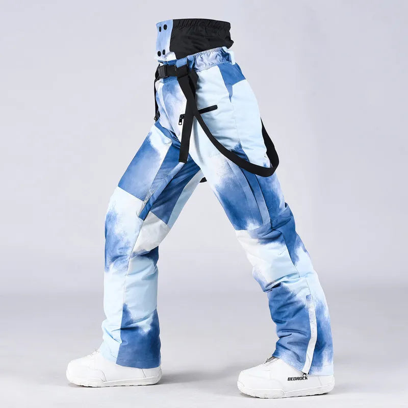 Unisex cotton-polyester fleece hoodie with front pocket in a blue watercolour print.