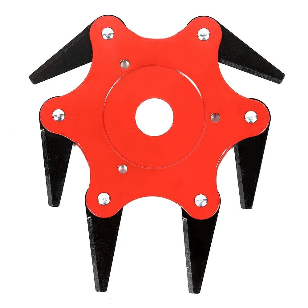 Multi-leaf cast steel mowing head blades with red six-leaf lightweight knife on grass trimmer