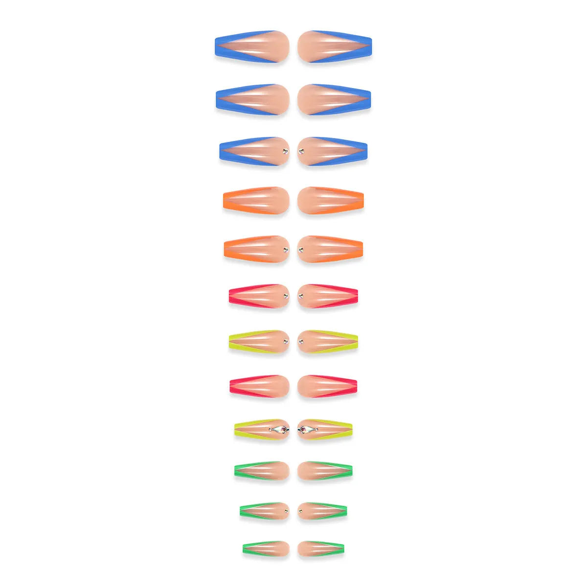 Detachable false nail tips with diamond colour French design and cartoon love patterns