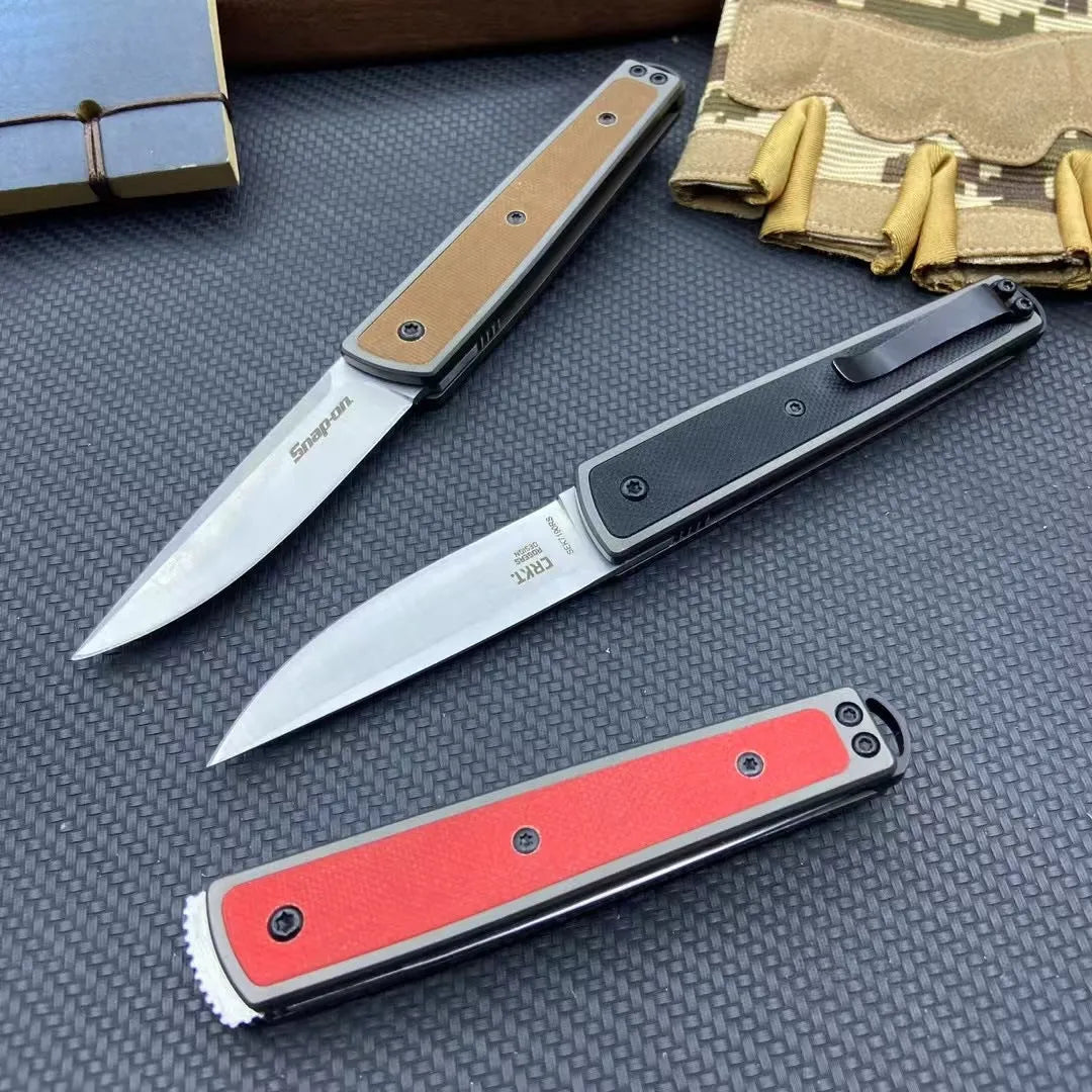 Handmade folding fruit knife with stainless steel blade in open position showing 7cm blade and 10cm handle