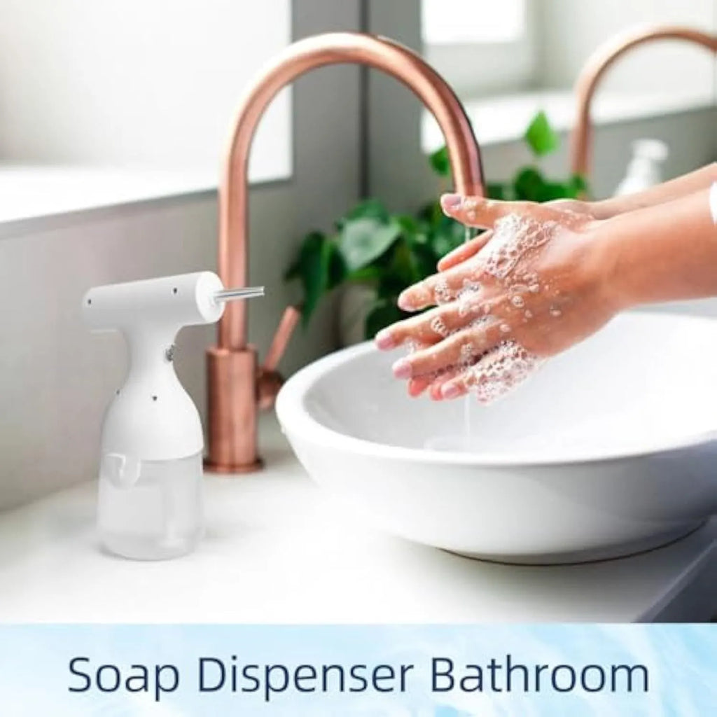 White electric foam soap dispenser with USB cable for pet bathing and home cleaning