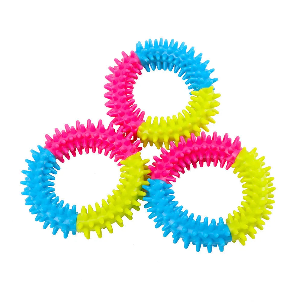 Biting resistant pet chew toy in environmental TPR with surface particles, random colour, styles #1 to #9