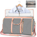 Large capacity waterproof travel duffle bag for women in pink, foldable PU material with contrast stitching and lock detail
