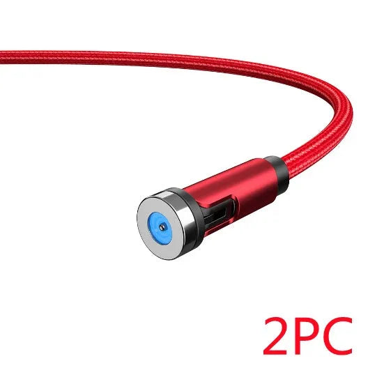 Essager 360-degree rotate magnetic USB-C charging cable with nylon braid, blue LED indicator, and aluminium alloy connector in black