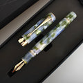 Deep Bath Green metal ballpoint pen showing three tip size options