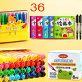 Children's washable painting brushes with hexagonal handles in assorted colours