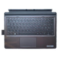 Slim wireless keyboard attached to an Elite X2 tablet, showing ergonomic tilt and multimedia function keys.