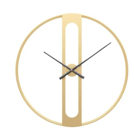 Large round metal wall clock with 50cm diameter in black or gold finish