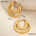 Geometric gold-plated French earrings with round ring elements, available in gold or steel colour