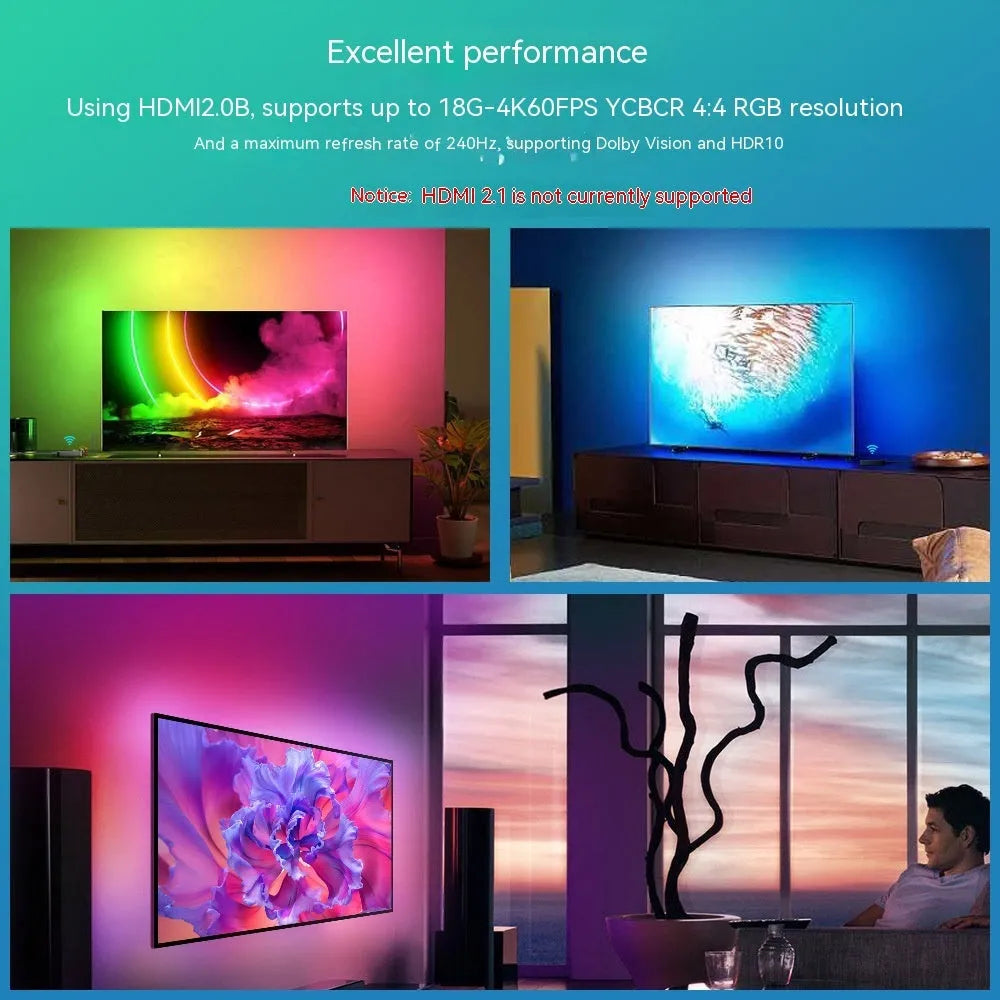 Smart LED light strip for television background with waterproof plastic construction and intelligent control