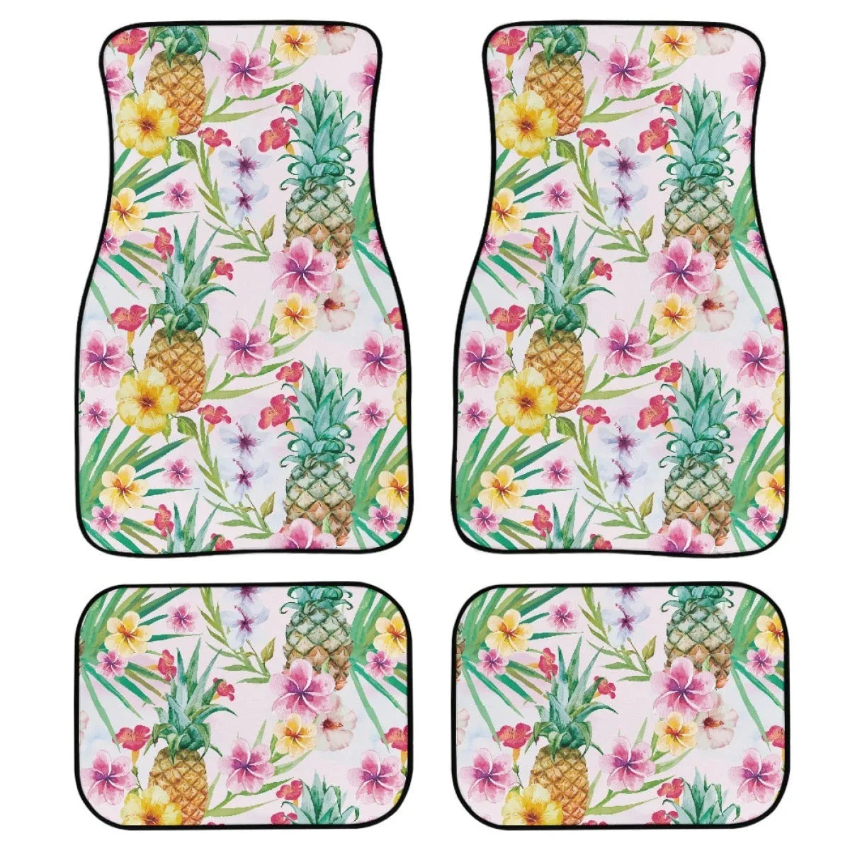 Black printed rubber car floor mats, 20mm thick, showing deep tread pattern and raised edges.