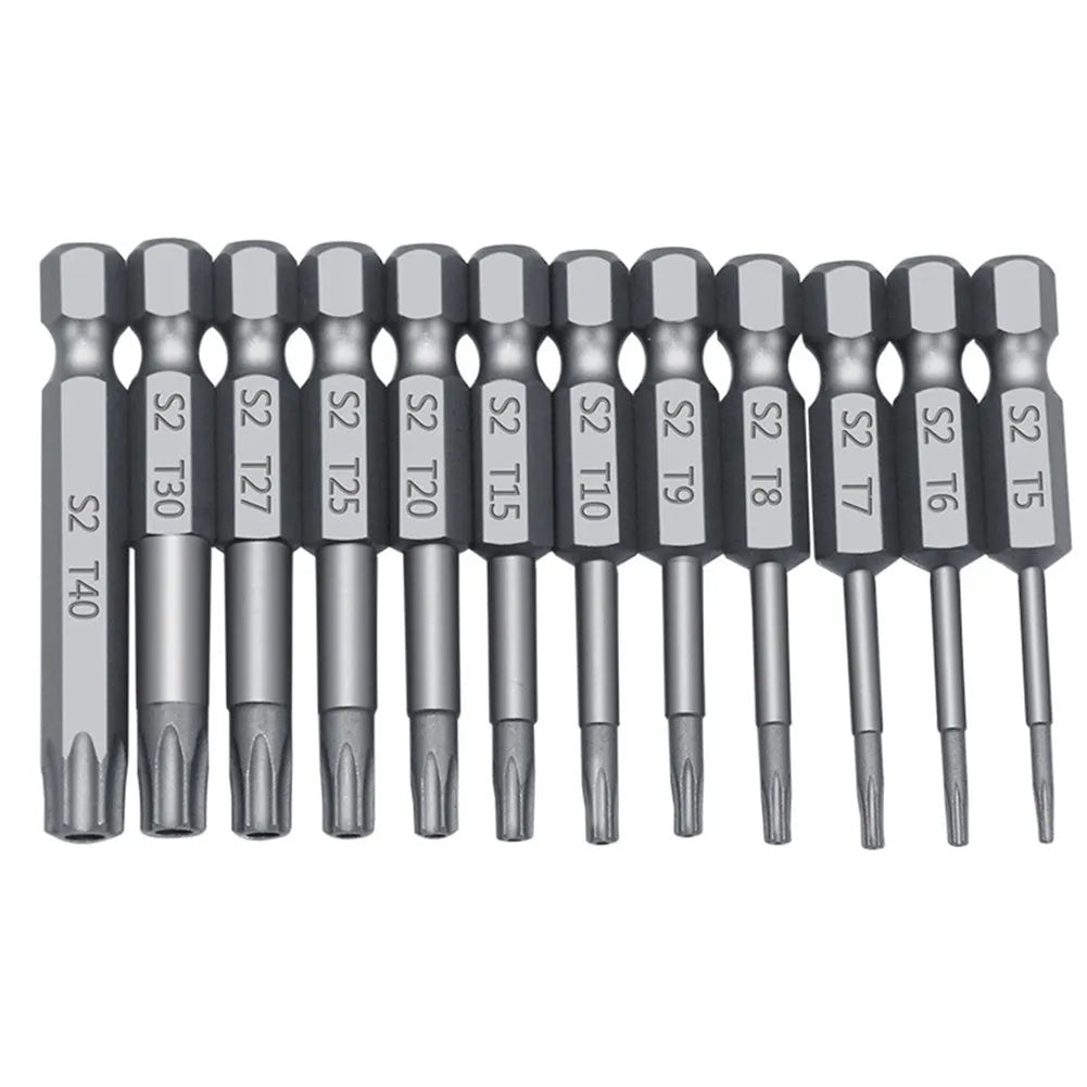 Hexagon handle magnetic screwdriver bit set with 50mm, 75mm, and 100mm alloy steel bits