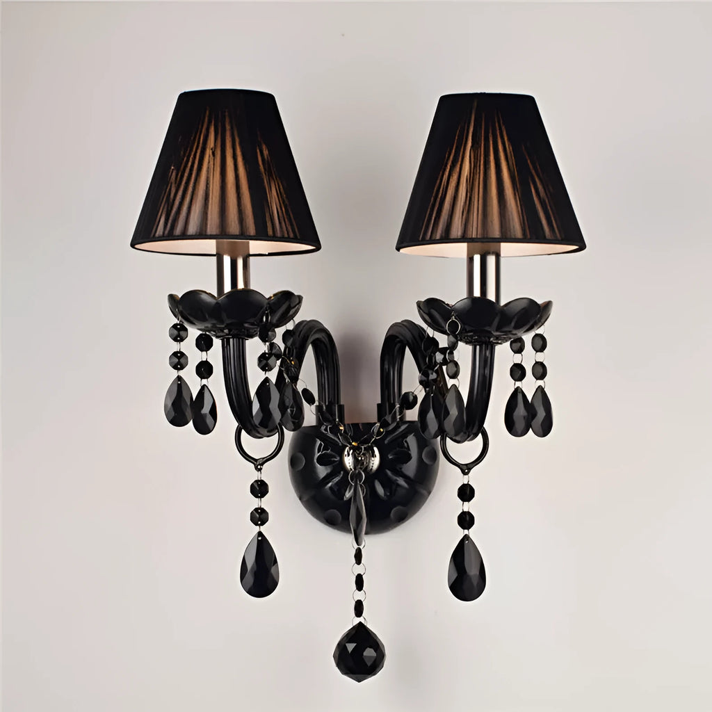 European double head crystal wall lamp with 340mm diameter and 430mm height in French style for living room