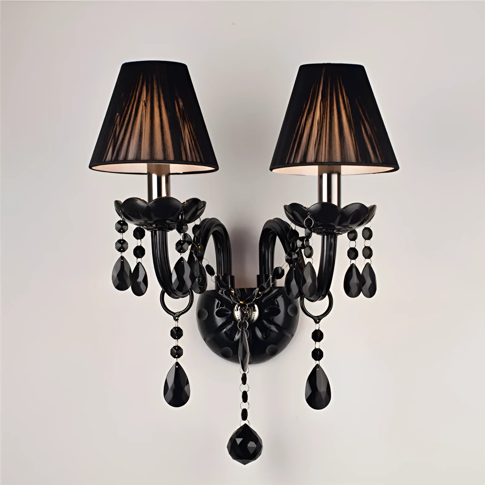 European double head crystal wall lamp with 340mm diameter and 430mm height in French style for living room