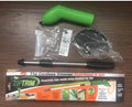 Cordless lawn trimmer with extension pole and protective debris shield for garden maintenance
