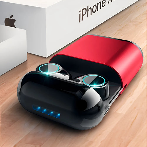 Black True Wireless Stereo Bluetooth earplug headset with gold and light grey colour options shown.