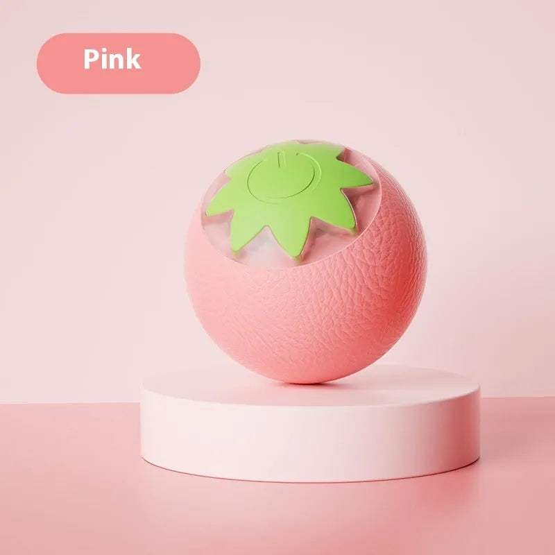 Self-Hi Relieving Stuffy Electric Cat Pet Toy strawberry rolling ball in green colour with ABS silicone surface