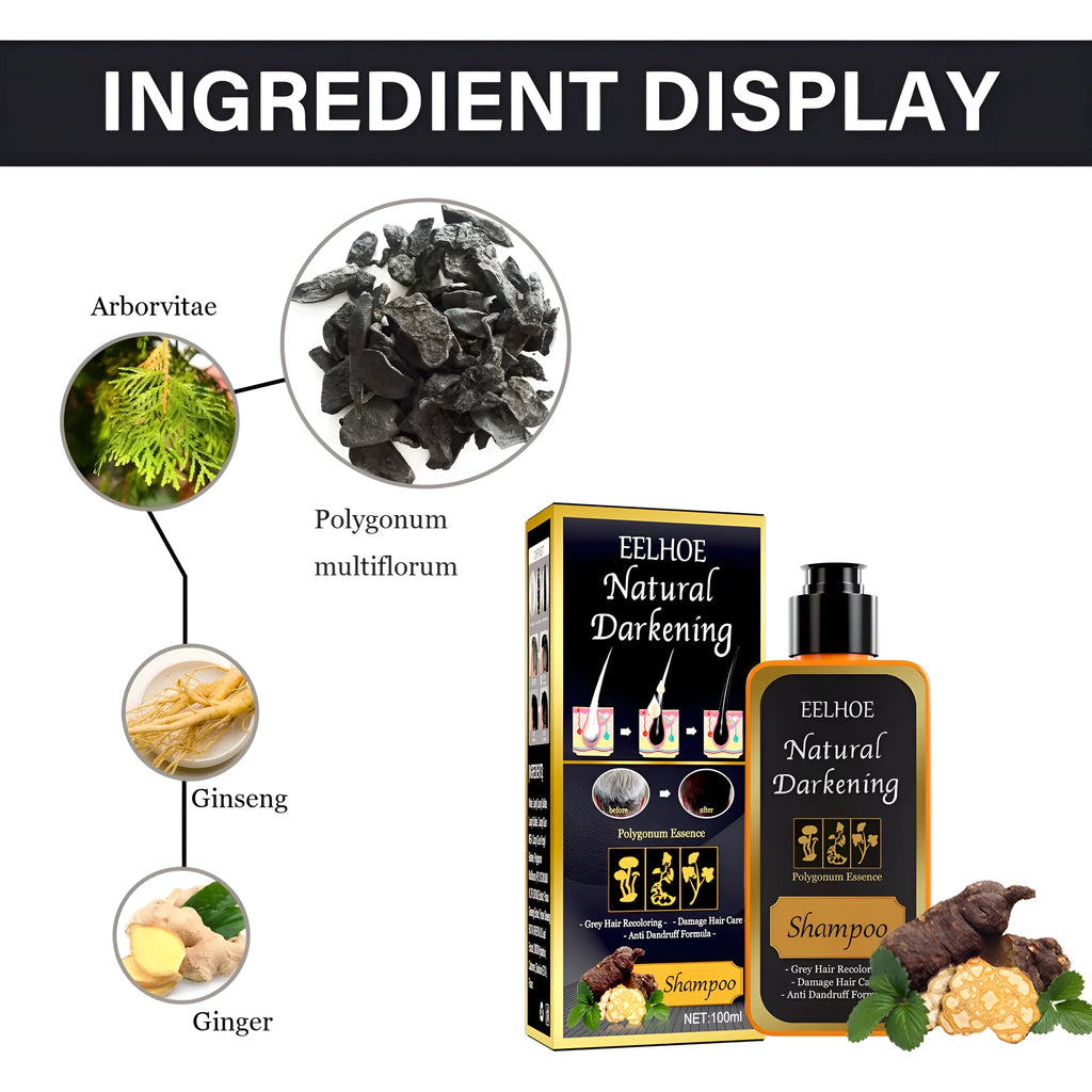 100ml box of Polygonum Multiflorum Shampoo for turning white hair black, anti-hair loss, and anti-dandruff.