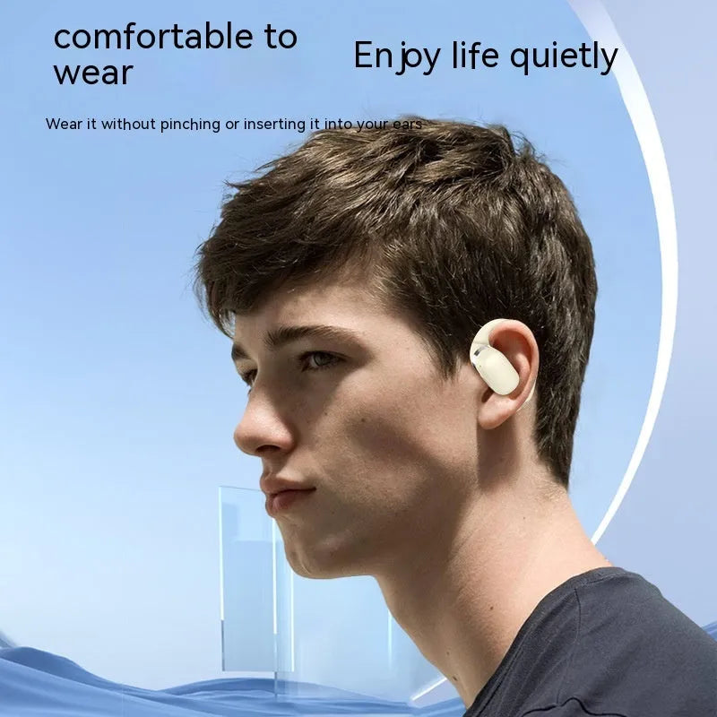 True wireless Bluetooth ear hook headset in black or skin colour with 500mAh battery and V5.4