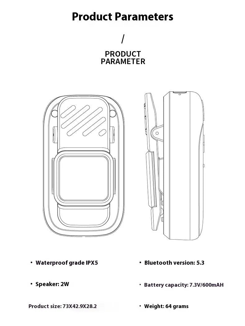 Lewoke black mini portable Bluetooth speaker for hiking, camping, and running with subwoofer
