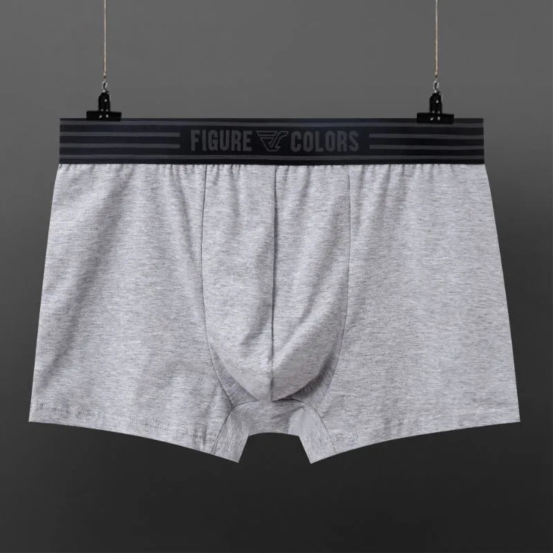 Men's cotton knitted low-waist boxers in solid colours, size range M to 3XL, nine colour options