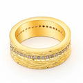 Gold geometric zircon women's ring on a white background.