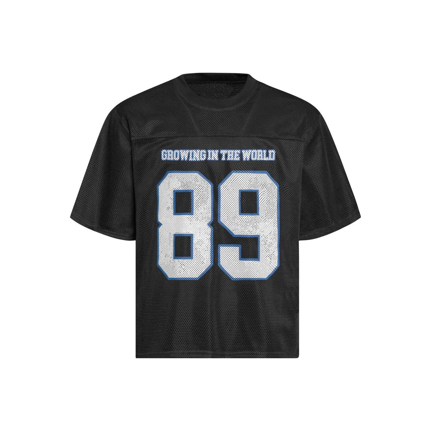Loose-fitting casual t-shirt with alphanumeric printing in white or black chemical fibre blend fabric