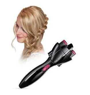 Black automatic hair braider, USB electric twister, 24 x 23.5 x 5.5 cm, DIY styling tool for kids and women