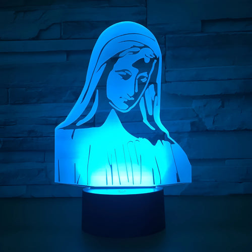 3D LED night light for kids with colourful dual-ring pattern on acrylic panel and remote control.