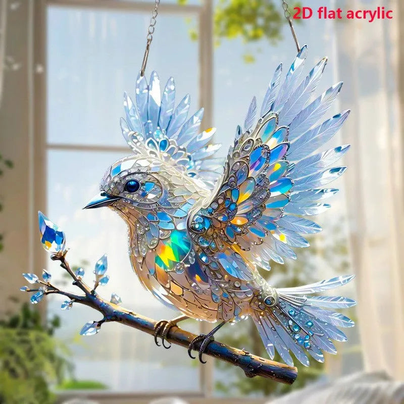 Cartoon bird pendant holiday decoration on acrylic with UV printing in 15x15cm and 20x20cm sizes