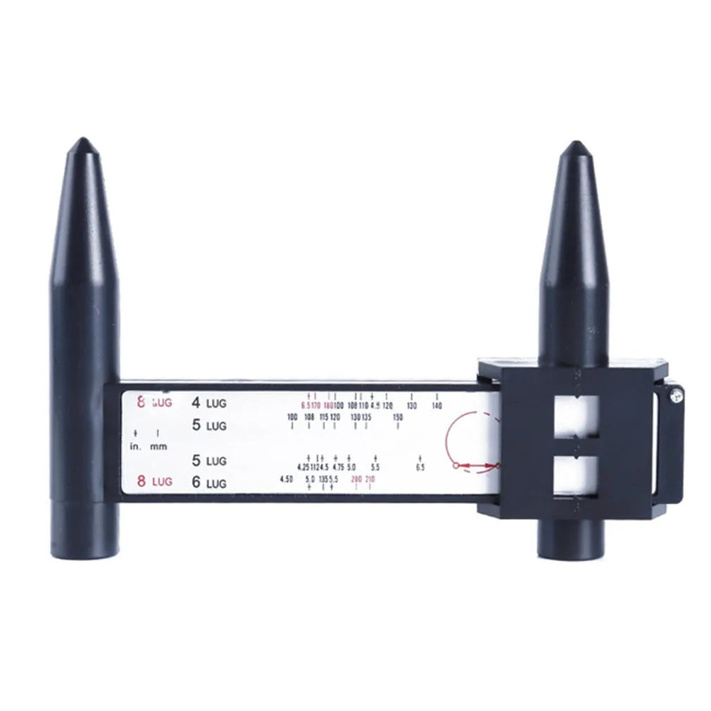 Plastic digital hole distance measuring ruler for wheel hub modification with 180mm range.