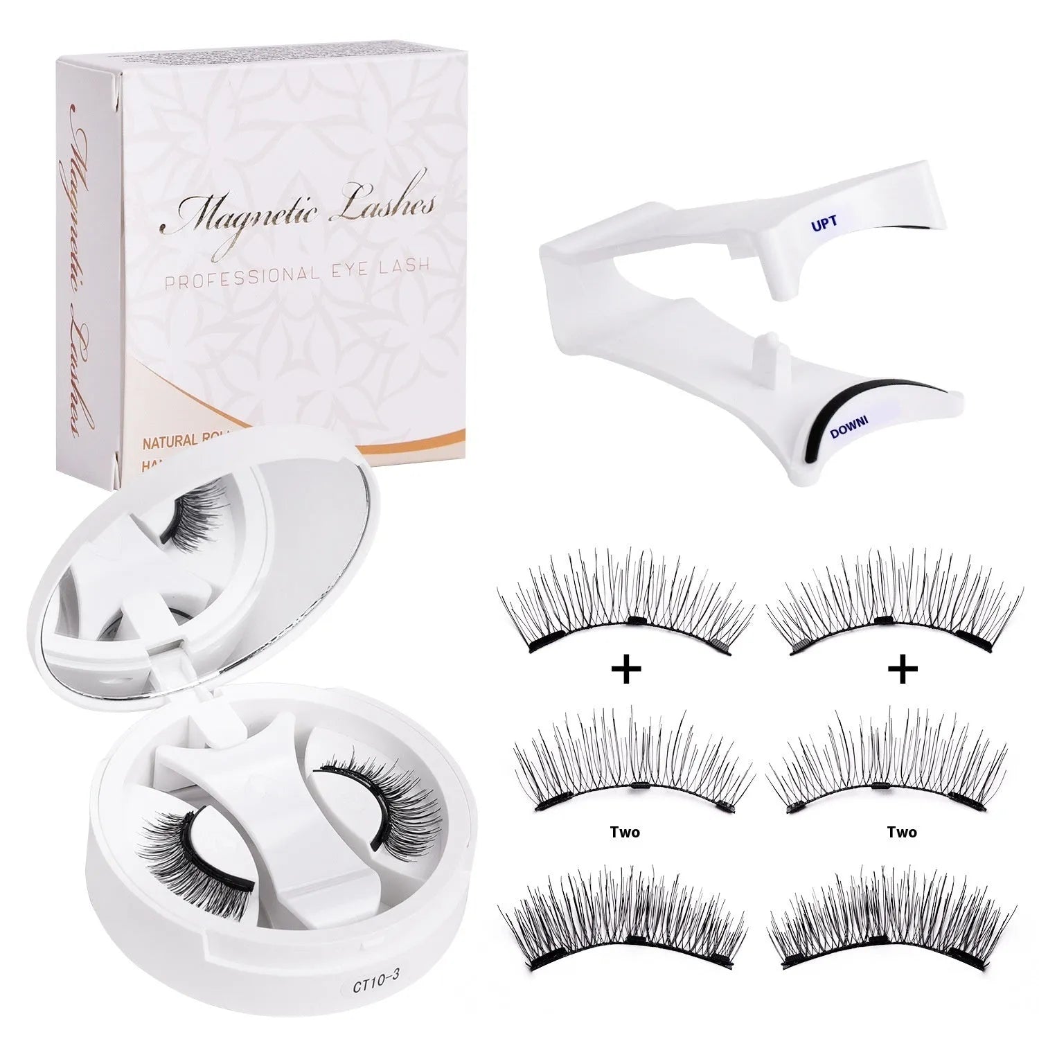 Portable integrated soap holder for magnetic false eyelashes storage, made from chemical fibre.