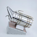 Manual stainless steel bee smoker with leather bellows, 10.5cm barrel diameter