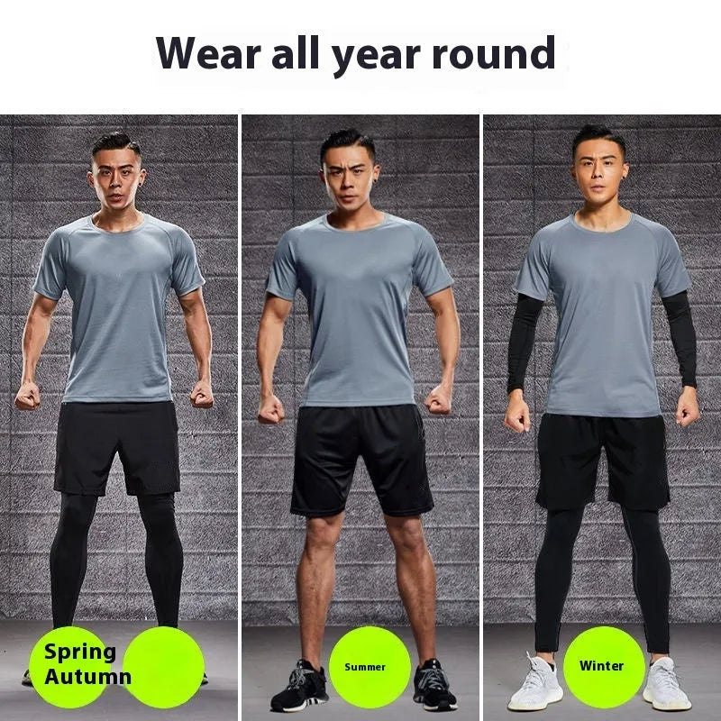 Sports suit short sleeve and pants set in grey, black or white with Vinylon fabric and polyester lining