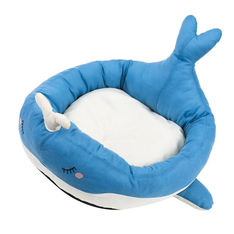 Blue and white duck-shaped soft polyester pet bed sofa for small dogs and cats
