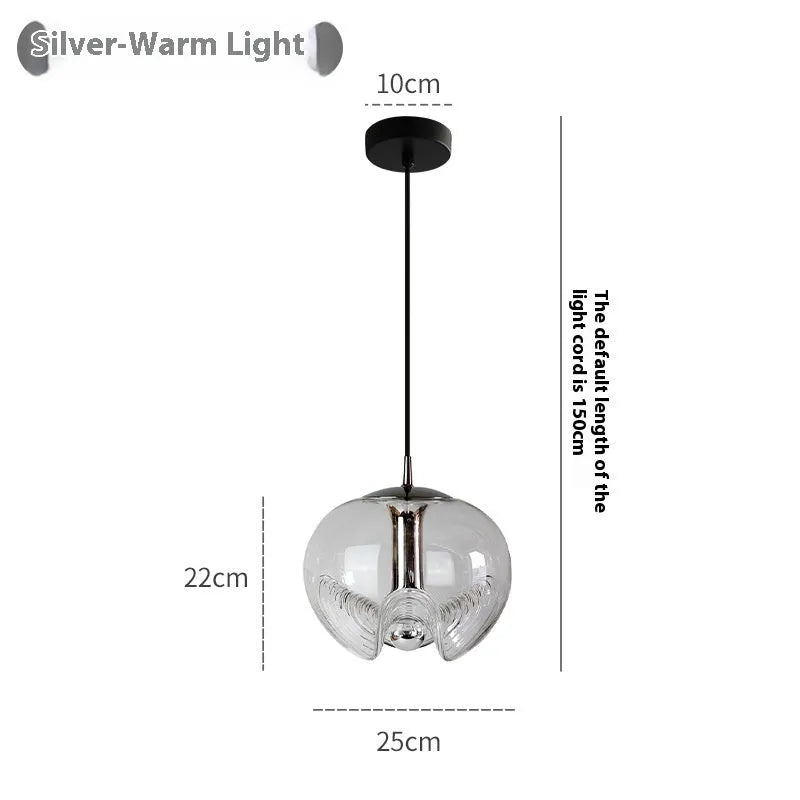 Modern minimalist glass chandelier with transparent shade, 250mm in size.