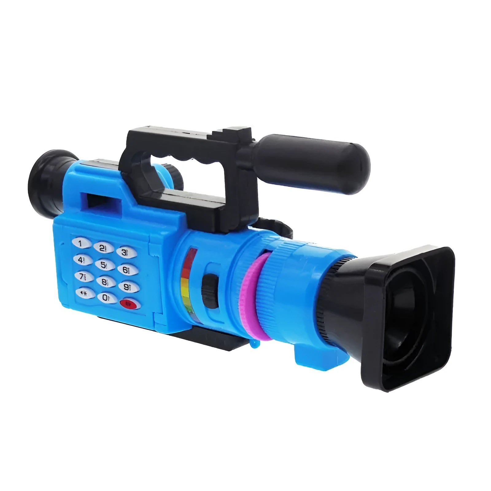 Fun interactive toy camera for children in blue and pink, compact design